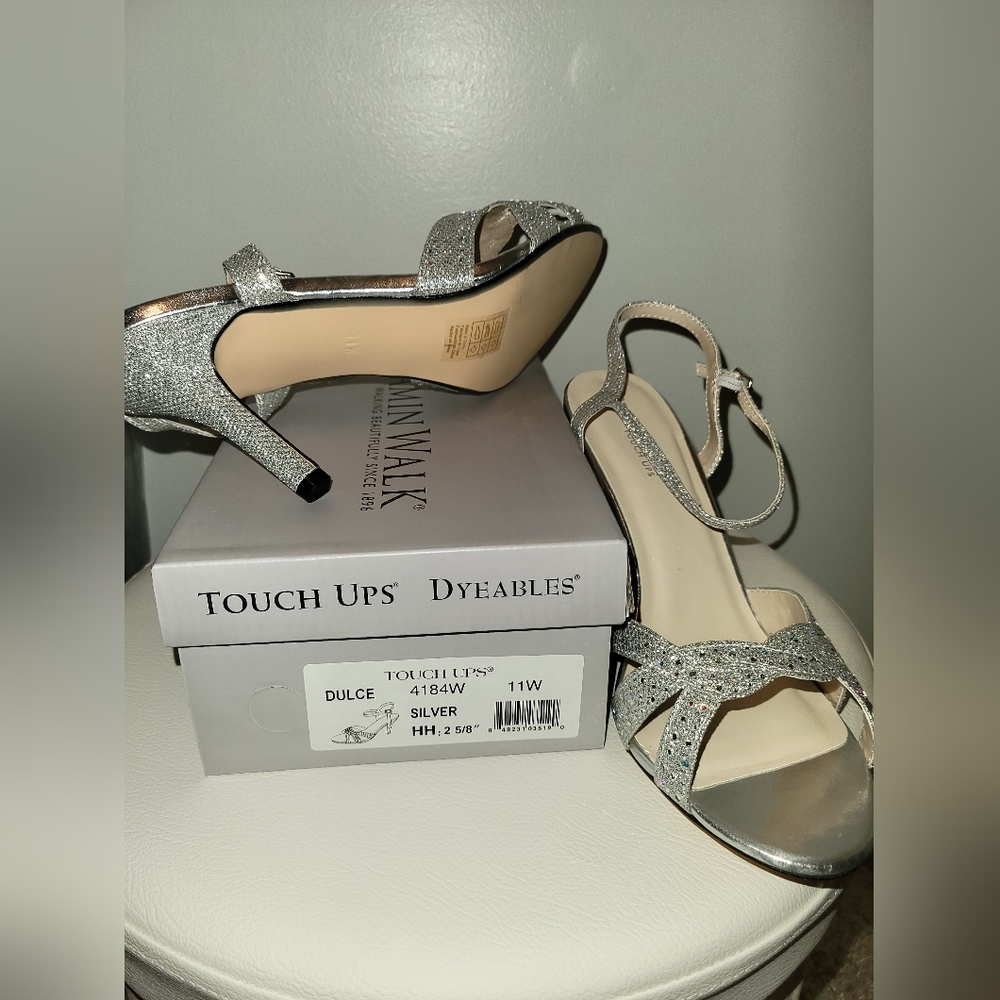 Benjamin Walk Silver Glitter Dulce Touch Ups Dyeables Heels, Size: 11 Wide